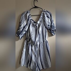 Chic Navy and White Striped Long Sleeve Dress